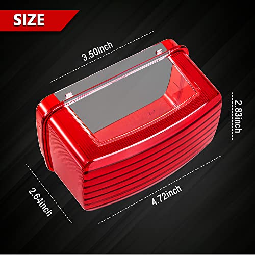 Tail Light Lens Compatible with 2002+ Yamaha Grizzly, Big Bear, Bruin, Kodiak, Wolverine Tail Light Cover Housing OEM Replacement # 5KM-8472C-10-00（Red） - color: Red