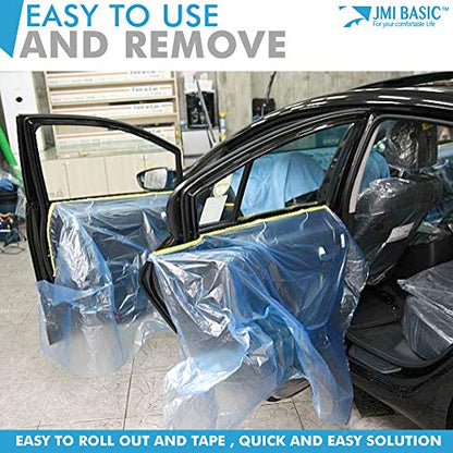 Pre-Taped Masking Film for Car Painting – 94 Inch x 65 Feet Tape and Drape - size: 94 Inch - 1RL