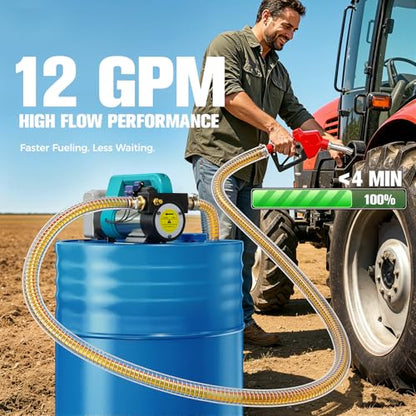 Ecarke 12 GPM Cordless Diesel Transfer Pump Compatible with Makita 18V - color: Blue & Red
