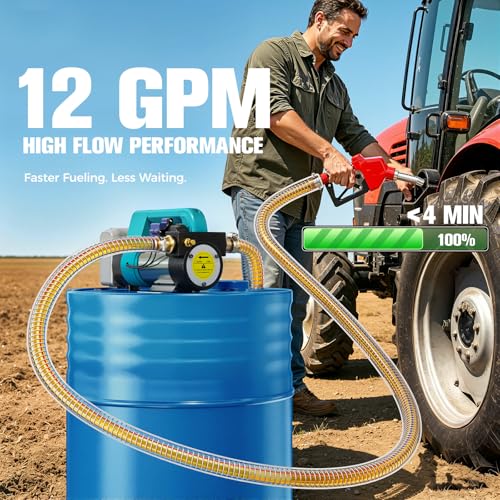 Ecarke 12 GPM Cordless Diesel Transfer Pump Compatible with Makita 18V - color: Blue & Red