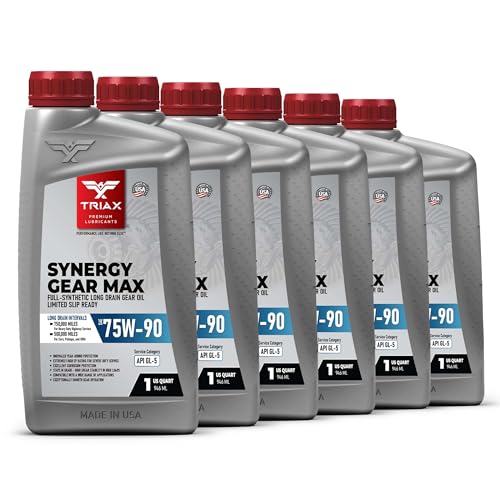 Triax Synergy Gear Max 75W-90 GL-5 Limited Slip, Ultra Long Drain 500k Miles, Manual Transmission, Gear/Differential Lubricant (6 Quart Pack) - size: 6 Quart Pack