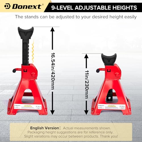 Jack Stands 3 Ton (6,500 lb) Capacity Steel, 1 Pair Red Lifting Stand Adjustable Jack Stands - color: 2021 Red