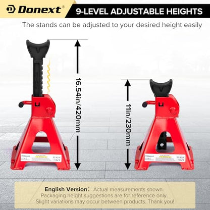 Jack Stands 3 Ton (6,500 lb) Capacity Steel, 1 Pair Red Lifting Stand Adjustable Jack Stands - color: 2021 Red