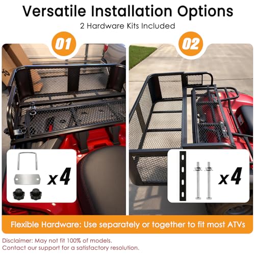 ORCISH Heavy Duty ATV Rear Drop Basket, Steel Mesh Rack with Mounting Kit - size: 40" L
