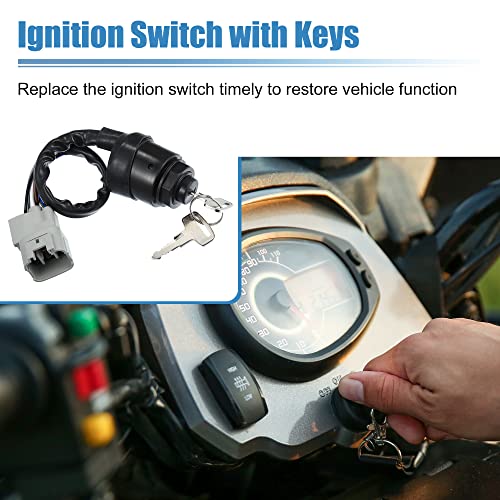 X AUTOHAUX ATV UTV Ignition Key Switch 3 Position for Kawasaki KAF1000 KAF820 Mule PRO DX DXT FXT FXR 750 800 Ignition Switch Assy with Keys 27005-0585 27005-0643
