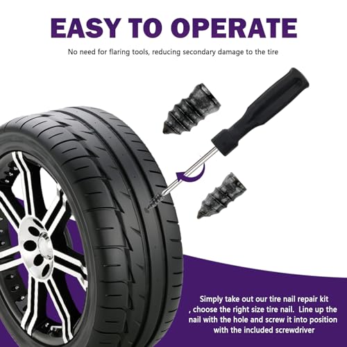 70PCS Car Tire Plug Kit,Practical Tire Screw Plug Repair Kit with Screwdriver/Tires Repair Rubber Nail for Quick Repairs,Essential Car Accessories Tires Repairs Screws (70PCS) - color: 70PCS