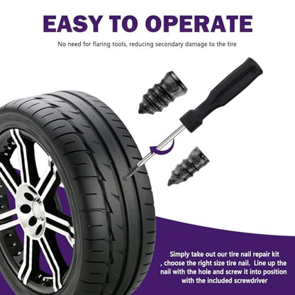 70PCS Car Tire Plug Kit,Practical Tire Screw Plug Repair Kit with Screwdriver/Tires Repair Rubber Nail for Quick Repairs,Essential Car Accessories Tires Repairs Screws (70PCS) - color: 70PCS