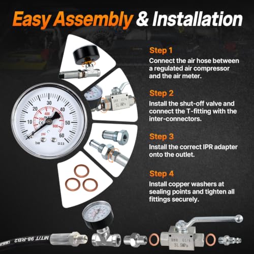 High Pressure Oil System IPR Air Test Tool Special Kit Compatible with Ford 6.0L & 7.3L Powerstroke Diesel Engines, Heavy-Duty Air Test Fitting for HPOP Leak Diagnosis