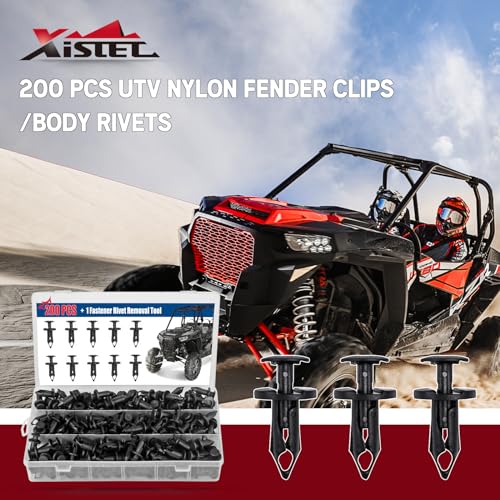 200Pcs Polaris Push Pins, UTV ATV Nylon Fender Clips Body Rivets with Tool