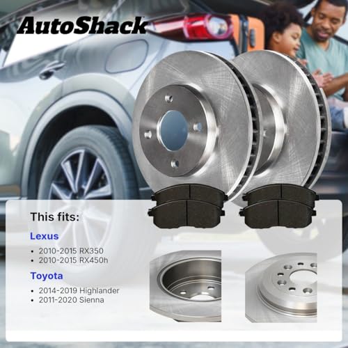 AutoShack Front & Rear Brake Rotors & Ceramic Pads for Toyota Sienna 2020 - style: Brake Rotor & Pad