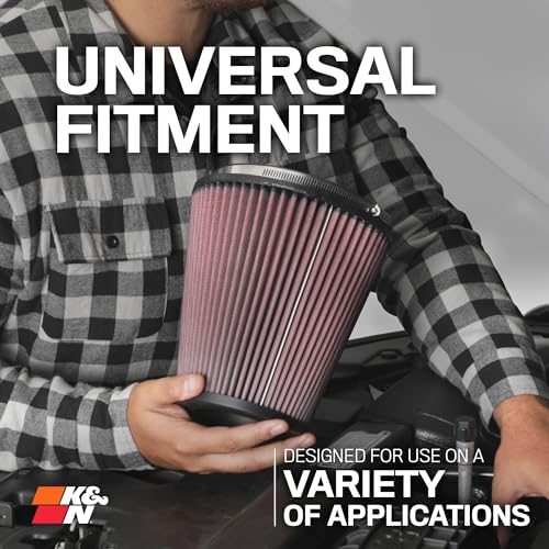 K&N High-Flow Original Lifetime Universal Clamp-On Air Filter: High Performance, Premium, Washable: Flange Diameter: 4.5 In, Filter Height: 6 In, Flange Length: 0.625 In, Shape: Round Tapered, RU-4740