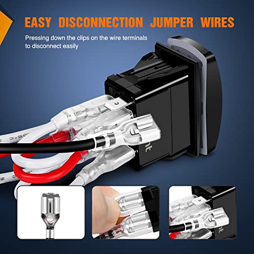 Nilight 7Pin Winch in Out Rocker Switch DPDT Momentary Toggle - color: Red, size: WINCH 7PIN