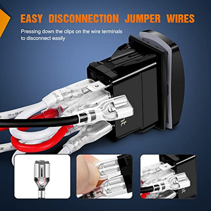 Nilight 7Pin Winch in Out Rocker Switch DPDT Momentary Toggle - color: Green, size: WINCH 7PIN