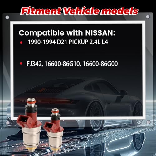 4-Pack Fuel Injectors Set | Compatible with Nissan D21 1990-1994 2.4L L4| Replaces FJ342 16600-86G10 - size: 4 X FJ342