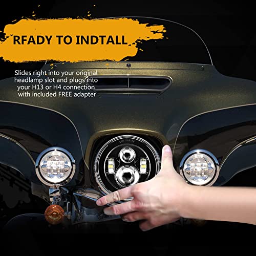 SUNPIE 7 inch Black Head light Compatible with H_arley Street Glide/Electra/Tri Glide, Compatible with Road King - color: Black