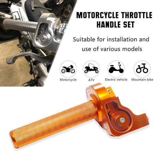 Motorcycle Throttle Assembly,7/8" Quick Twist Throttle Grips with Throttle Cable Aluminum Alloy Universal for CRF KLX SSR TTR 110 125 150 250cc Dirt Pit Bike ATV Mini Bike - color: Orange