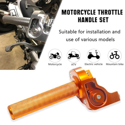 Motorcycle Throttle Assembly,7/8" Quick Twist Throttle Grips with Throttle Cable Aluminum Alloy Universal for CRF KLX SSR TTR 110 125 150 250cc Dirt Pit Bike ATV Mini Bike - color: Orange