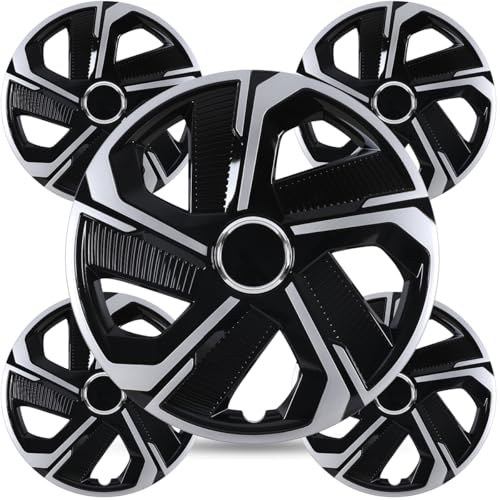 Winjet 14 Inch Set of 4 Universal Hubcaps Wheel Cover Replacement R14 Hub Caps,Auto Tire Replacement Exterior Cap,Universal Wheel Rim Cover Snap On Car Truck SUV (14in,Black Lacquer & Silver Lacquer) - color: Black Lacquer & Silver Lacquer(5180-DP-14), si