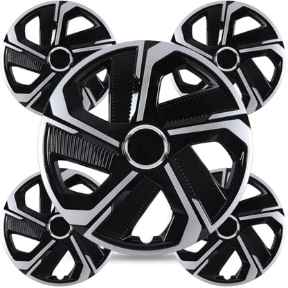 Winjet 14 Inch Set of 4 Universal Hubcaps Wheel Cover Replacement R14 Hub Caps,Auto Tire Replacement Exterior Cap,Universal Wheel Rim Cover Snap On Car Truck SUV (14in,Black Lacquer & Silver Lacquer) - color: Black Lacquer & Silver Lacquer(5180-DP-14), si