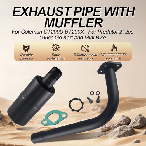 212cc Exhaust Pipe with Muffler For Coleman CT200U GoKart and Gas Mini Bike