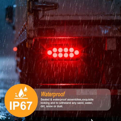 6-Inch Oval Red LED Trailer Tail Lights 2PCS, 10 LEDs Stop Turn Tail Brake Lights, DOT Certified, IP67 Waterproof Surface Mount, for Truck RV Boat Trailer - color: 01-2PCS RED