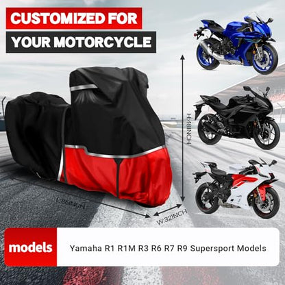 Motorcycle Cover for Yamaha R1 R3 R6 R7 R9 Supersport - size: Yamaha