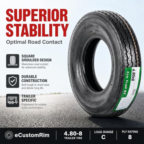 eCustomrim 2-Pack 4.80-8 480-8 8 Inch 6-Ply Bias Trailer Tire Load Range C
