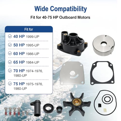 MARKGOO Water Pump Repair Kit 432955 for Johnson Evinrude 40-75HP Outboard - color: 432955 fits 40 50 60 65 70 75HP