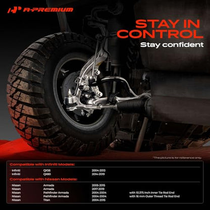A-Premium Front Inner & Outer Tie Rod End Kit Fix Uneven Tire Wear