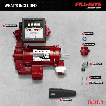 Fill-Rite FR311VN 115V/230V 35 GPM Fuel Transfer Pump with Mechanical Meter (Gallons) - Heavy-Duty Electric Pump with High Flow Rate and Durable Construction - style: Pump & Meter (Gallons) Only
