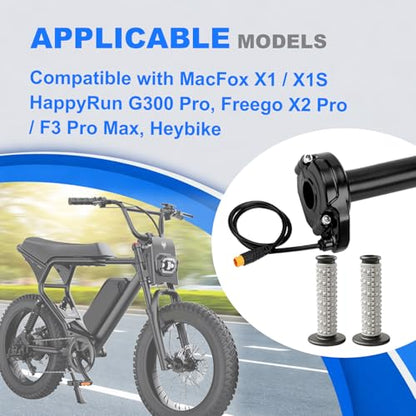 Ebike Full Twist Throttle for Macfox, 3 Pin Surron Style Throttle Grip Kit 12V-72V Compatible with Q-Life HappyRun Freego Heybike Tamobyke ESKUTE Electric Dirt Bike - color: Gray