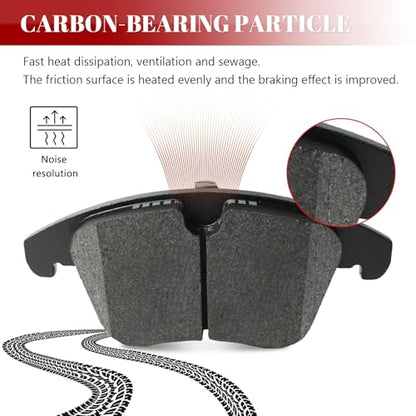 Ceramic Disc Brake Pads Set Front and Rear Replacement for Land Rover LR2 2009 2010 2011 2012 2013 2014 2015 2016/ Range Rover Evoque 2013-2015, for Volvo S60/ S80/ V60/ V70/ XC70