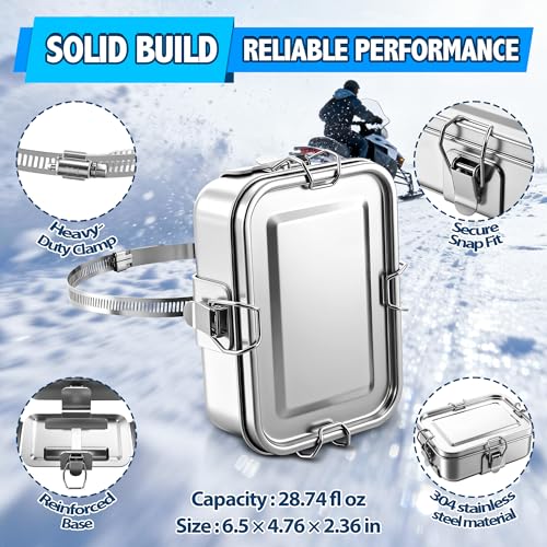 Hohean Exhaust Food Warmer Kit, Stainless Steel Lunch Box, Food-Grade Exhaust Cooker with High-Temp Oven Bags, ATV UTV Motorsports Camping Cold Weather Snowmobile Accessories（1 Pack）
