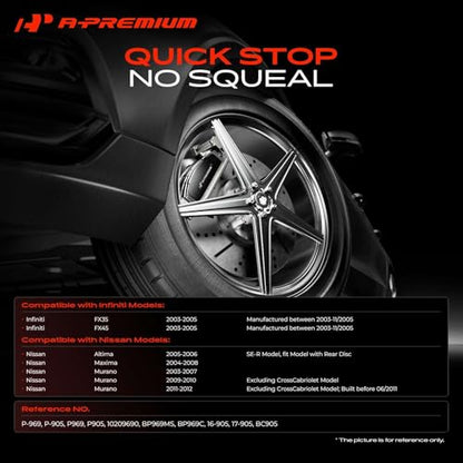 A-Premium Front and Rear Ceramic Brake Pad