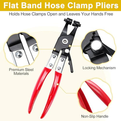 Professional Fuel Line Pliers Set, Hose Clamp Pliers, Electrical Disconnect, Connector Release, Push Pin Retainer Clip, Relay Puller for Auto Fuel, Oil, Coolant Radiator Hoses with Bag