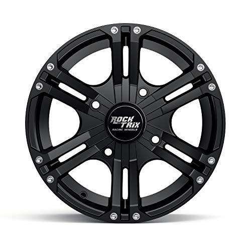 RockTrix RT101 15x7 ATV UTV Wheel 4x110 4+3 Offset, Matte Black, 4pc Set - size: 15x7 (4+3)