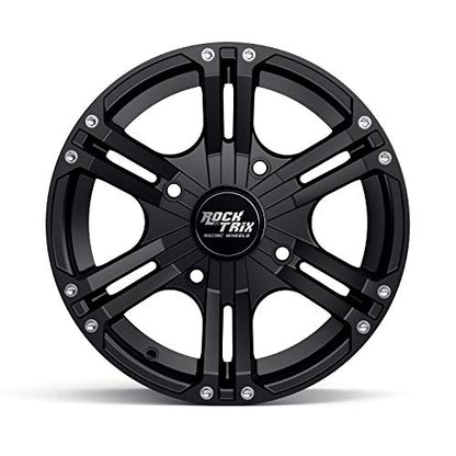 RockTrix RT101 15x7 ATV UTV Wheel 4x110 4+3 Offset, Matte Black, 4pc Set - size: 15x7 (4+3)