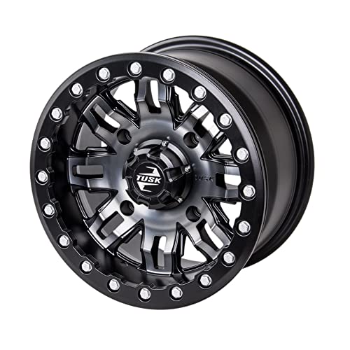 TUSK (4 Pack) 4/156 Teton Beadlock Wheel 15x7 5.0 + 2.0 Gun Metal/Black for Kawasaki Teryx KRX 1000 2020-2025