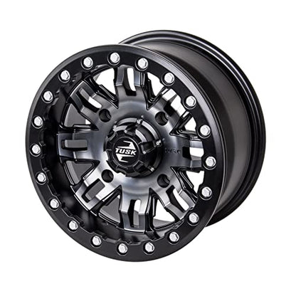 TUSK (4 Pack) 4/156 Teton Beadlock Wheel 15x7 5.0 + 2.0 Gun Metal/Black for Kawasaki Teryx KRX 1000 2020-2025