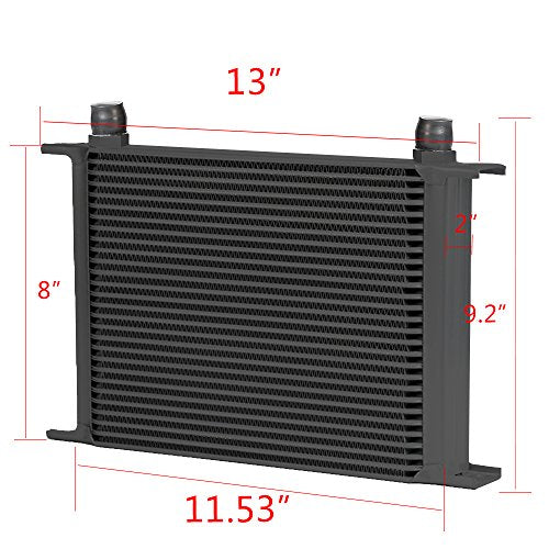 Universal 28 Row 10AN-10AN Aluminum Engine Transmission Oil Cooler + 7" Fixed Engine Cooling Fan