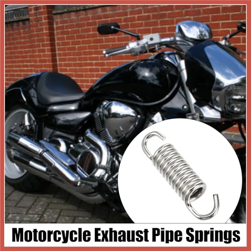 ACROPIX 4 Pcs 43mm 1.69" Motorcycle Muffler Exhaust Pipe Spring Universal Stainless Steel Silver Tone Car Parts