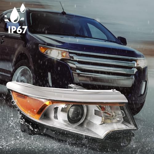 FIONE Headlight Assembly for Ford Edge 2011 2012 2013 2014 Right Passenger Side Halogen Replacement Projector Headlamp SE SEL Limited RH BT4Z13008A - color: Right/Passenger