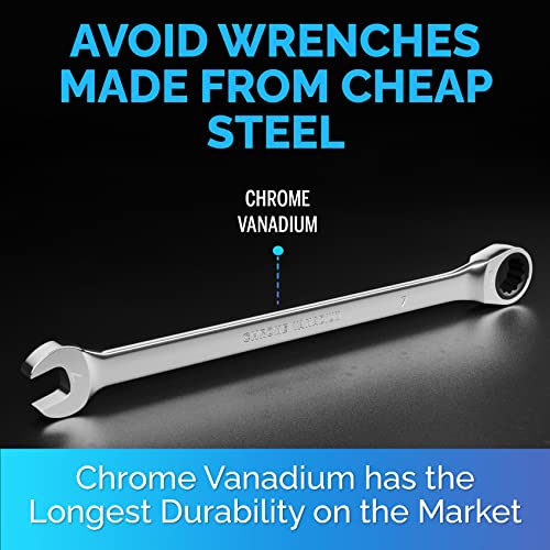 Ratcheting Wrench - Slim Profile - Ratchet Wrench, 7 mm Wrench - size: 7 mm