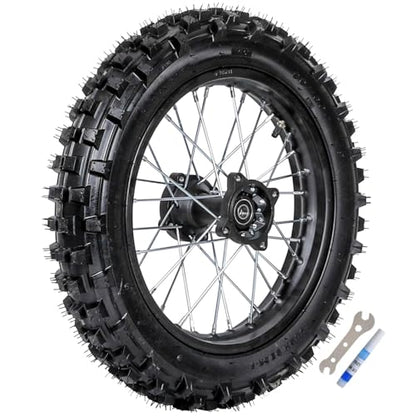 Dirt Bike 17/14 Wheel Combo Set with Tires & Tubes – 70/100-17 Front & 90/100-14 Rear Steel Rims, 12mm Axle Conversion for 110cc 125cc 140cc 150cc 160cc Pit Bikes Motocross Trail Bike Monkey