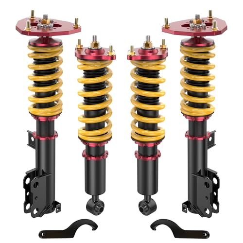 KUIPERAUTO Lowering Coilovers Struts Compatible for D53A/D52A Mitsubishi Eclipse 2000 2001 2002 2003 2004 2005 Front & Rear Shocks Adjustable Height Suspension Coil Spring Strut (Set of 4)(Yellow) - size: 2000-2005 Mitsubishi Eclipse