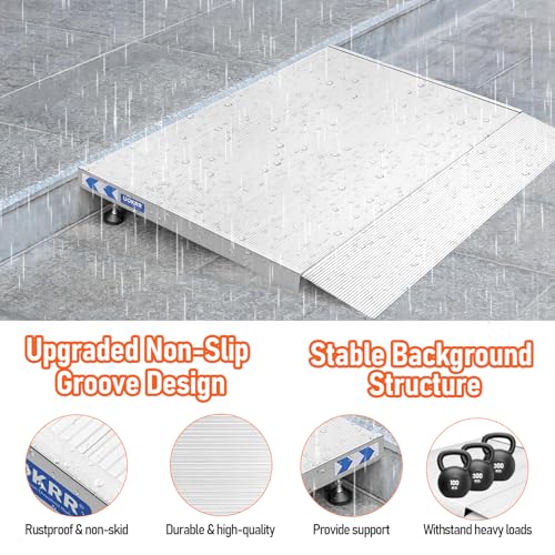 Adjustable Threshold Ramp for Doorways, 30" L×36" W, 3-5.5" Height - size: 30" x 36" & 3-5.5" Rise Adjustable
