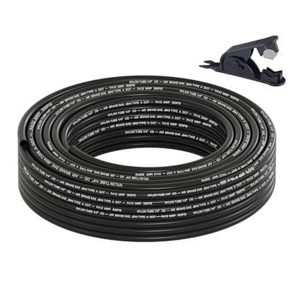 1/4" DOT Air Line, 50FT SAE J844 PA12 Nylon Air Tubing with Cutter - size: 1/4" OD 50FT