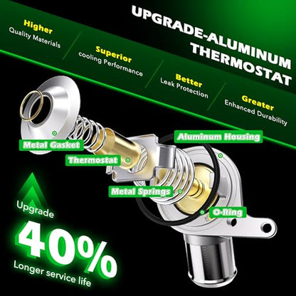CDWTPS Upgraded Aluminum Engine Coolant Thermostat Housing Assembly, 186°F - size: 902-700