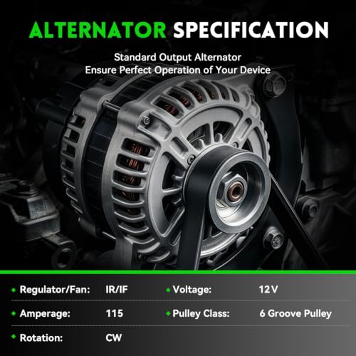 11231N Alternator for Chrysler 200 2011-2013, Sebring 07-10, Fit for Dodge Avenger 08-13, Caliber and Jeep Compass 07-12, Patriot 07-17, A2TJ0481 AMT0194 VMT0194 4801323AC 4801323AD - size: 11231N