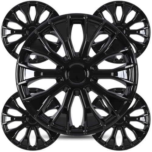 Winjet 16 inch Universal Hubcaps for Steel Wheel Rims Cover,Snap On Car Truck SUV Wheel Rim Covers,Steel ABS+PC Material Set of 4(16 inch,Black Lacquer) - color: Black Lacquer (5086-BL-16), size: 16 inch